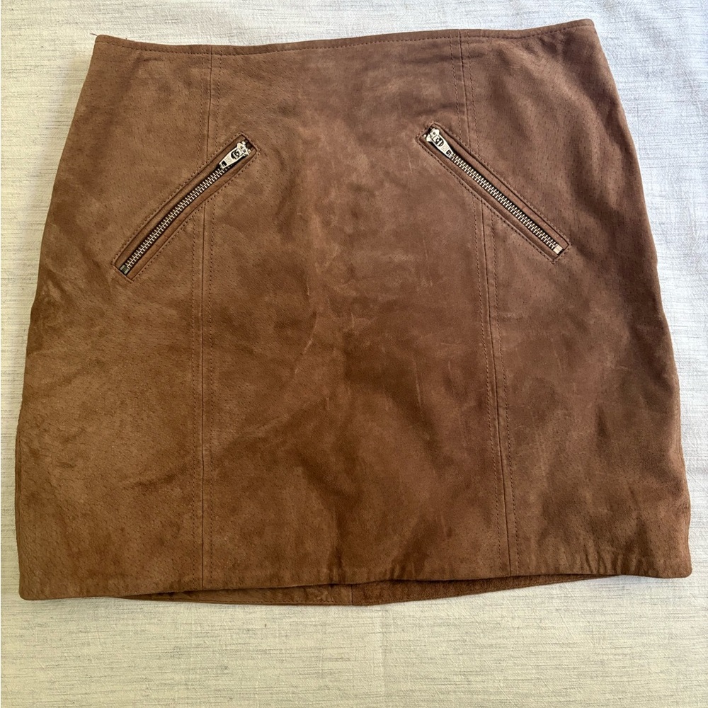Blank NYC Chocolate Mini Skirt with Zipper Details